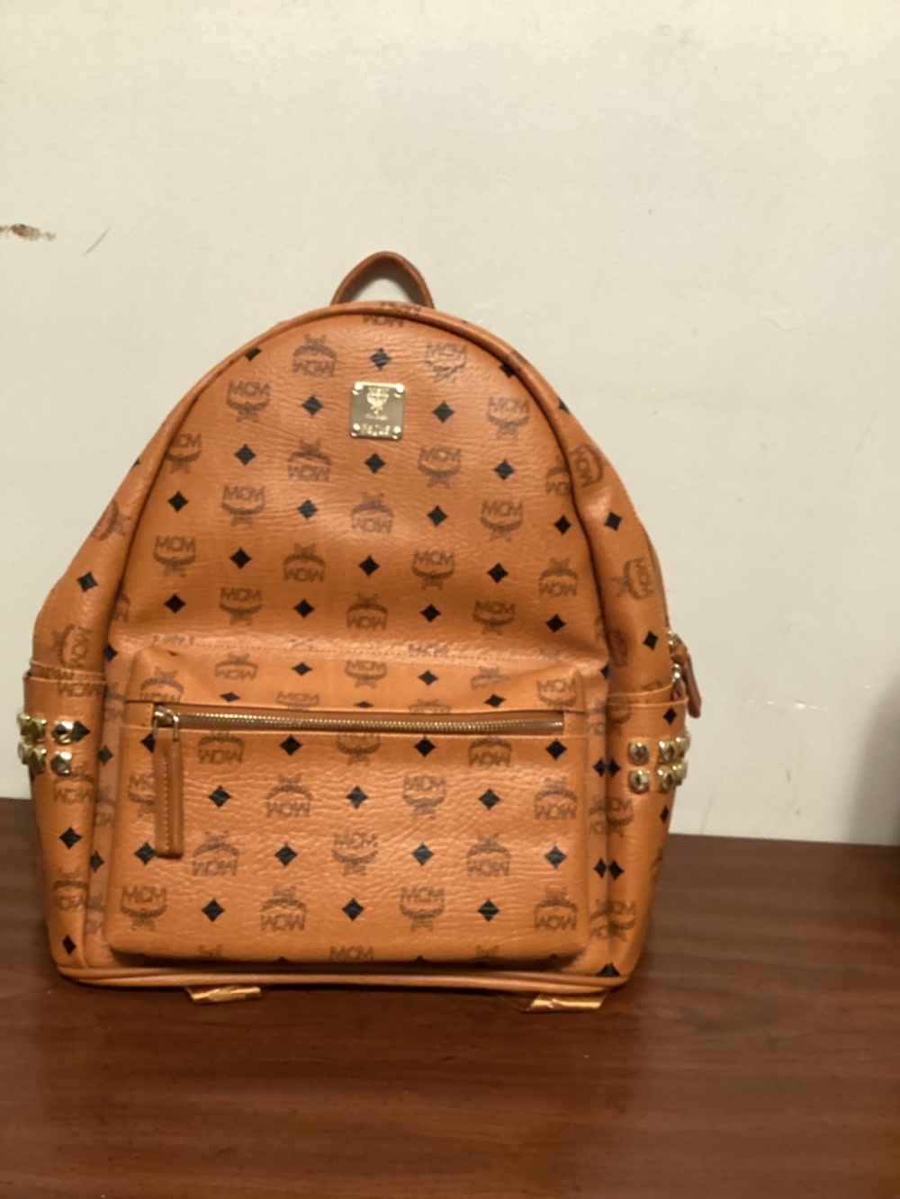 MCM  Munchen F 6025 cognac backpack with metal studs New other authentic